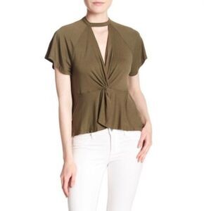 Free People Just A Twist Green Keyhole Top Women's Size X-Small XS